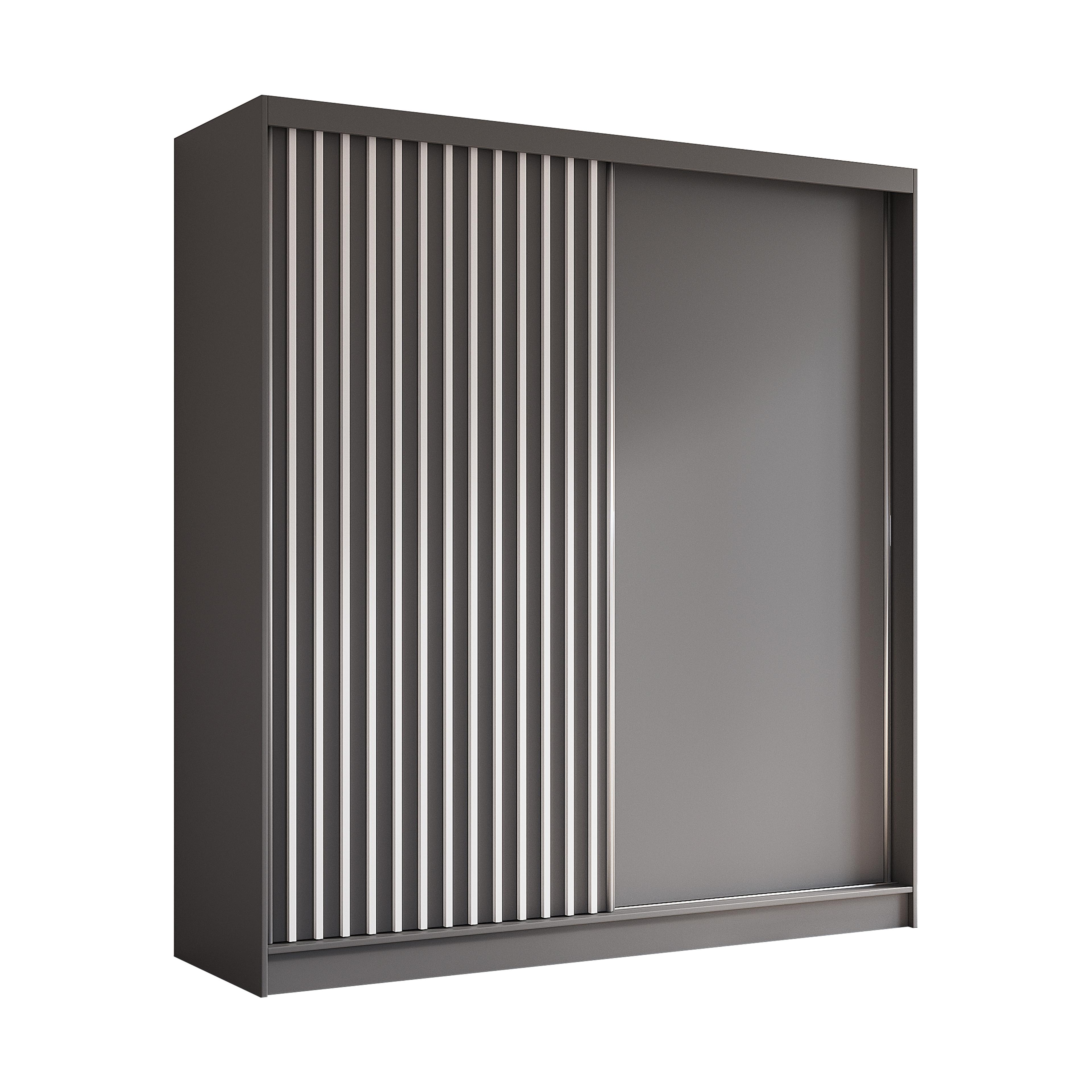 wohnli-moebel-suche-800001124217 Wohnli Möbelsuche - SCHWEBETÜRENSCHRANK Cabinio Grau Weiß 200/216/61 cm – Modern