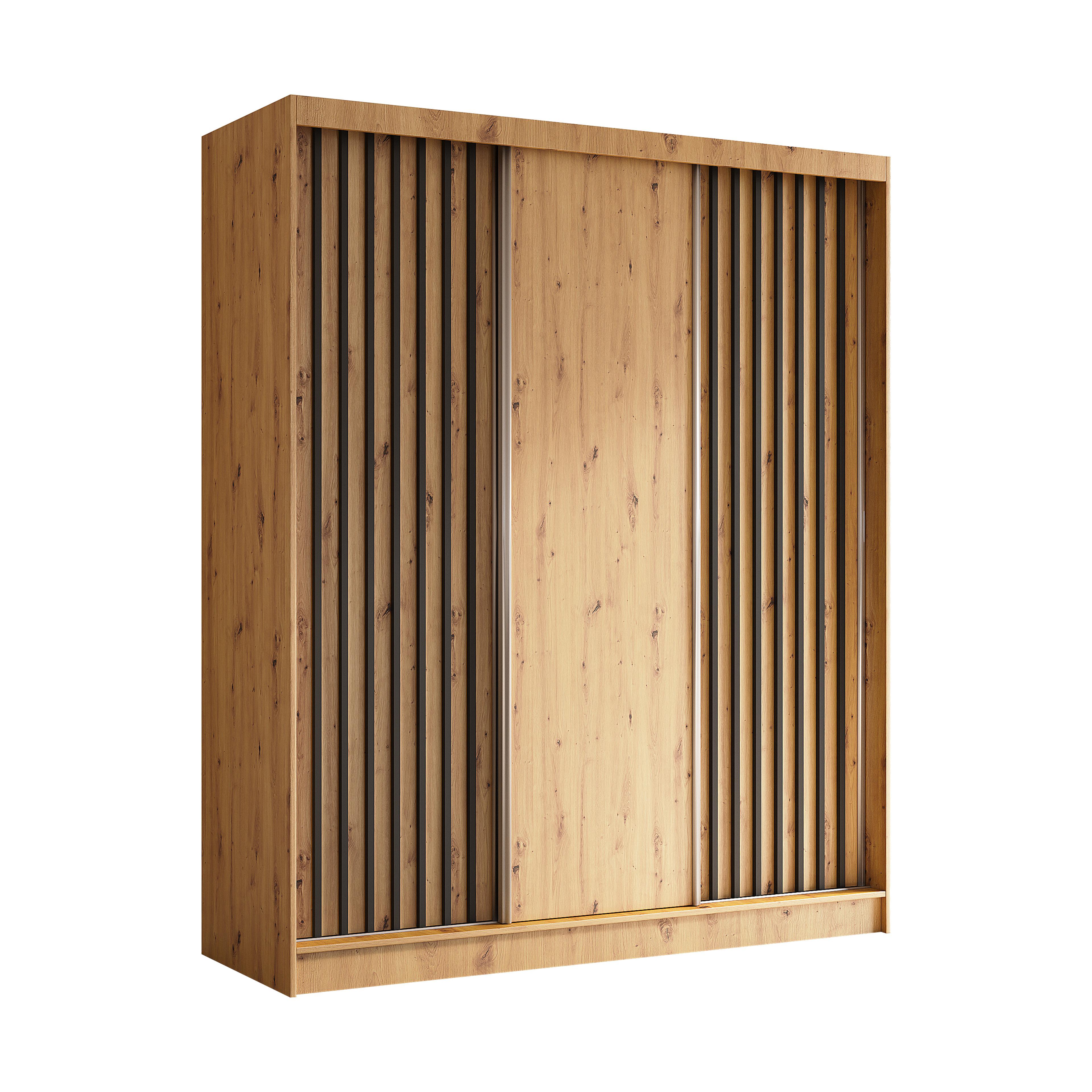 Wohnli Möbelsuche - SCHWEBETÜRENSCHRANK Cabinio Eiche Artisan Schwarz 180/216/61 cm – Modern