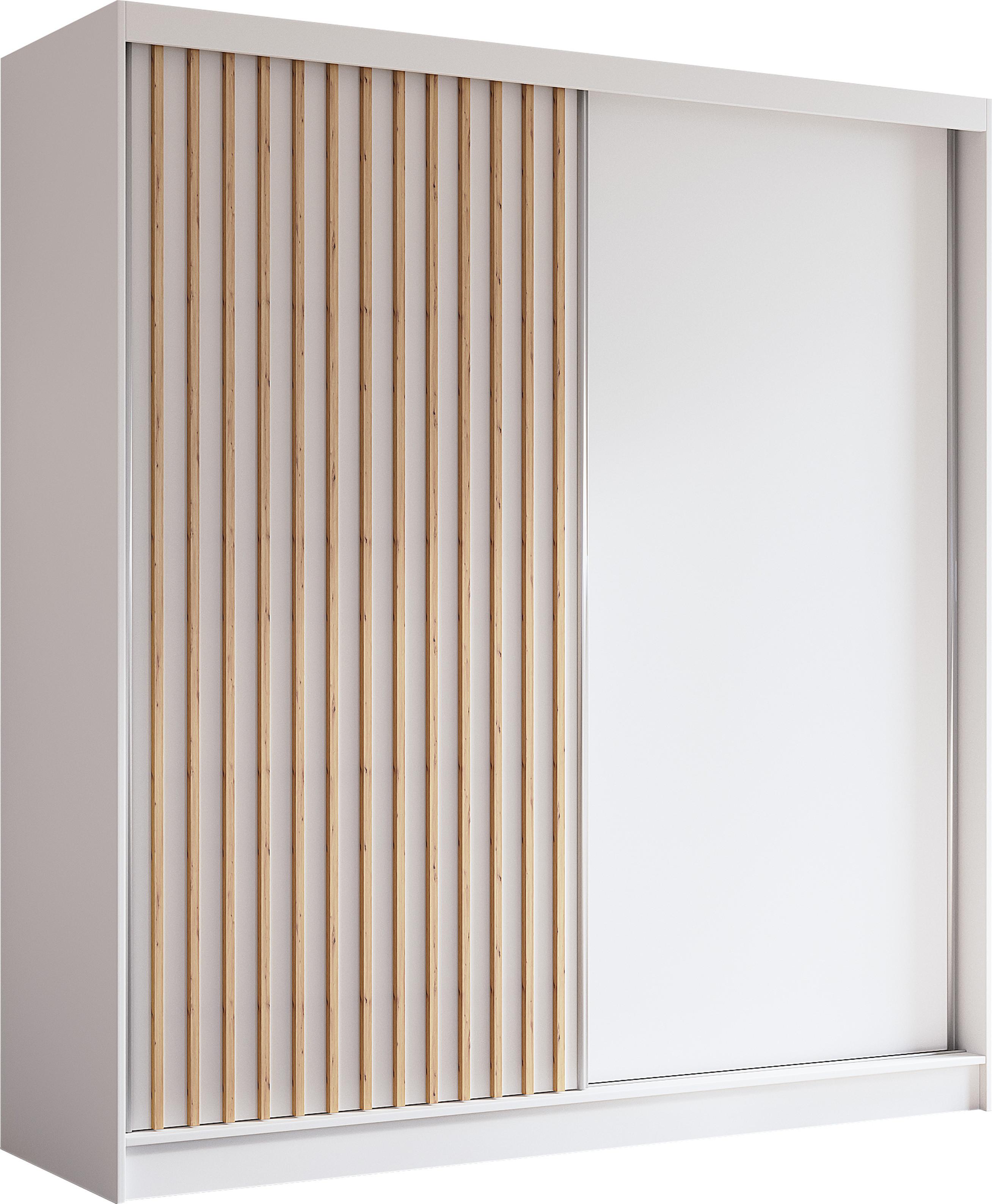 Wohnli Möbelsuche - SCHWEBETÜRENSCHRANK Cabinio Weiß Eiche Artisan 200/216/61 cm – Modern