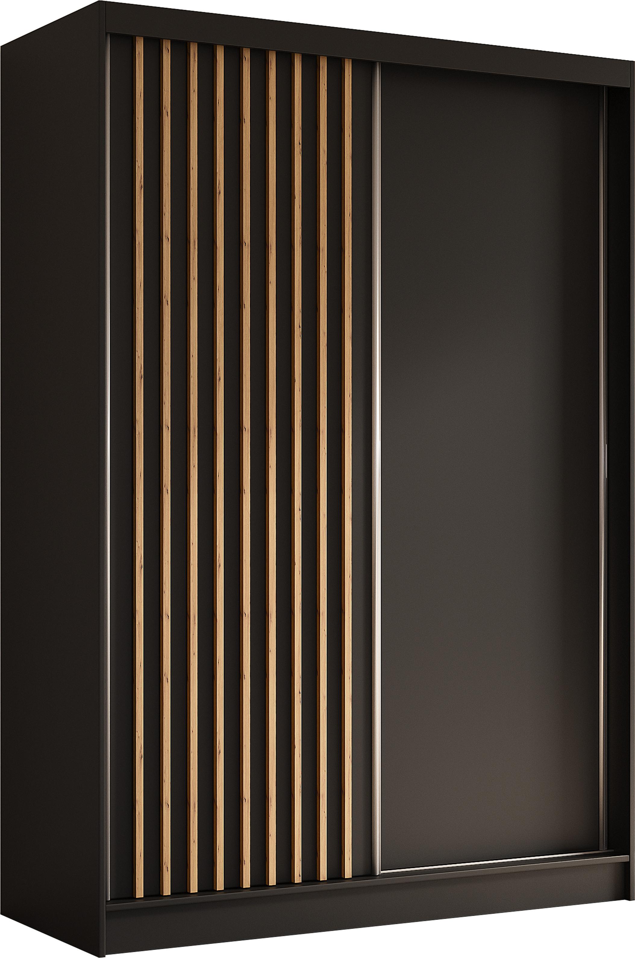 wohnli-moebel-suche-800001124302 Wohnli Möbelsuche - SCHWEBETÜRENSCHRANK Cabinio Schwarz Eiche Artisan 150/216/61 cm – Modern