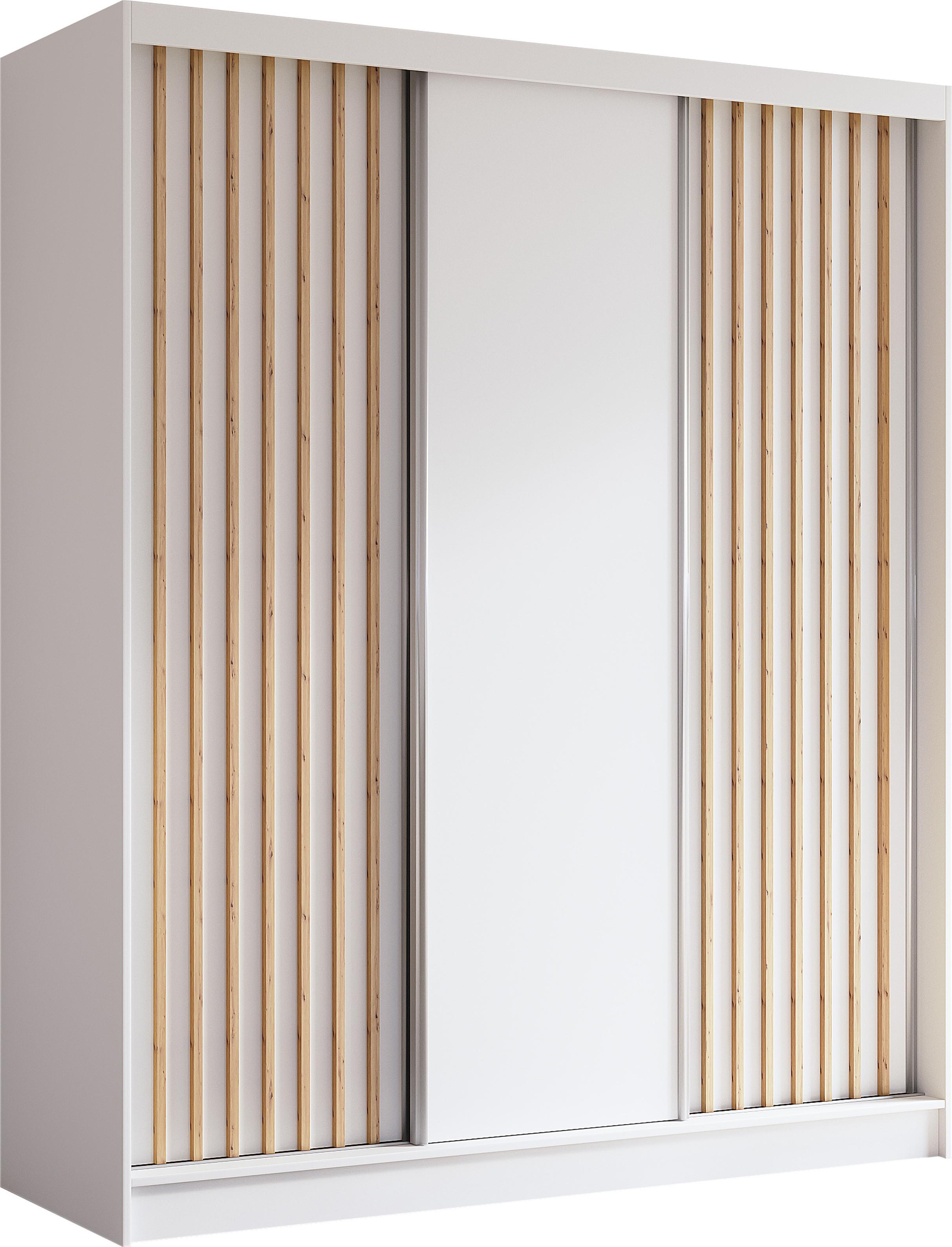 wohnli-moebel-suche-800001124304 Wohnli Möbelsuche - SCHWEBETÜRENSCHRANK Cabinio Weiß Eiche Artisan 180/216/61 cm – Modern