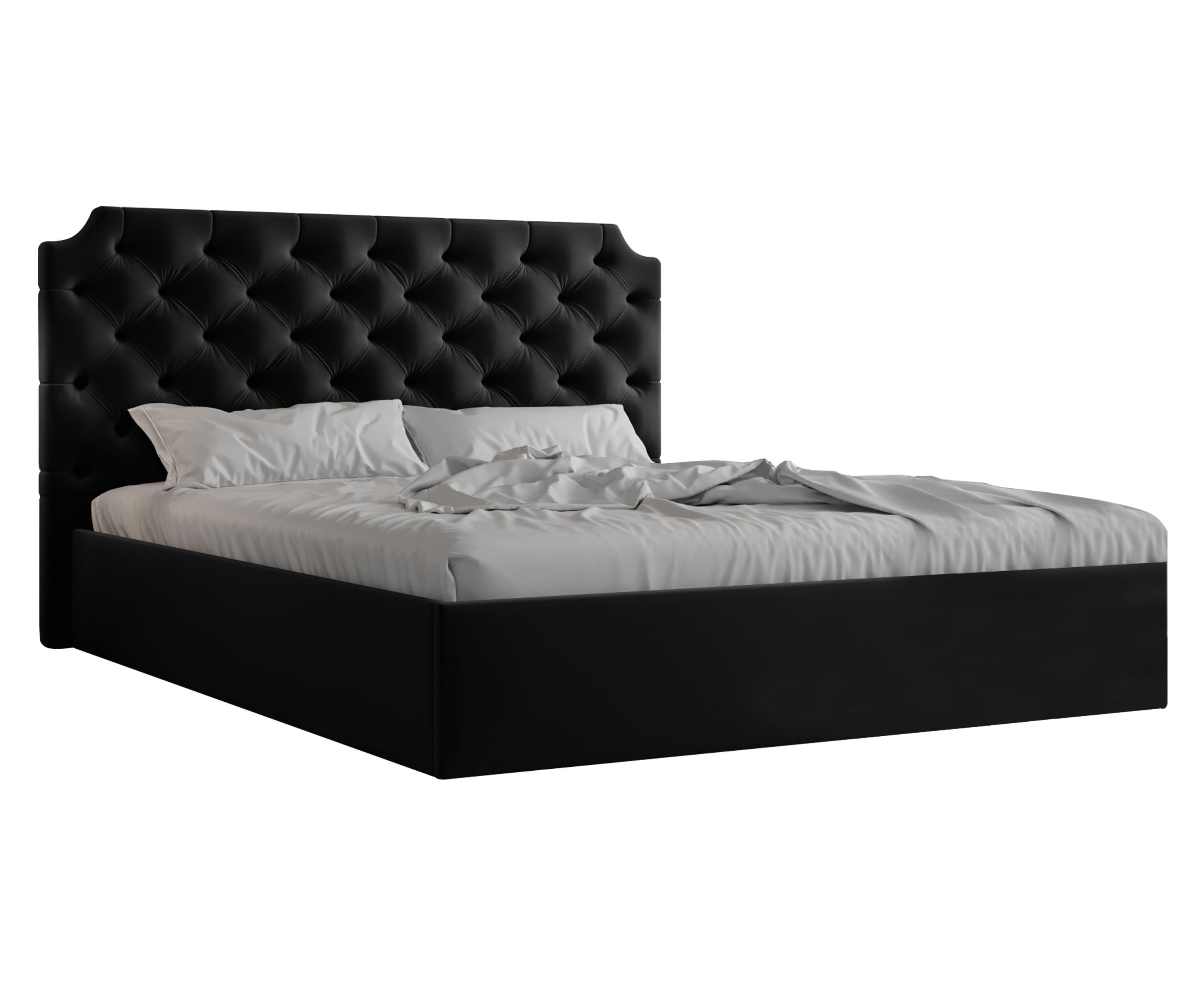 wohnli-moebel-suche-800001124341 Wohnli Möbelsuche - POLSTERBETT Tybilla 140/200 cm in Schwarz – mit Bettkasten und luxuriösem Stil