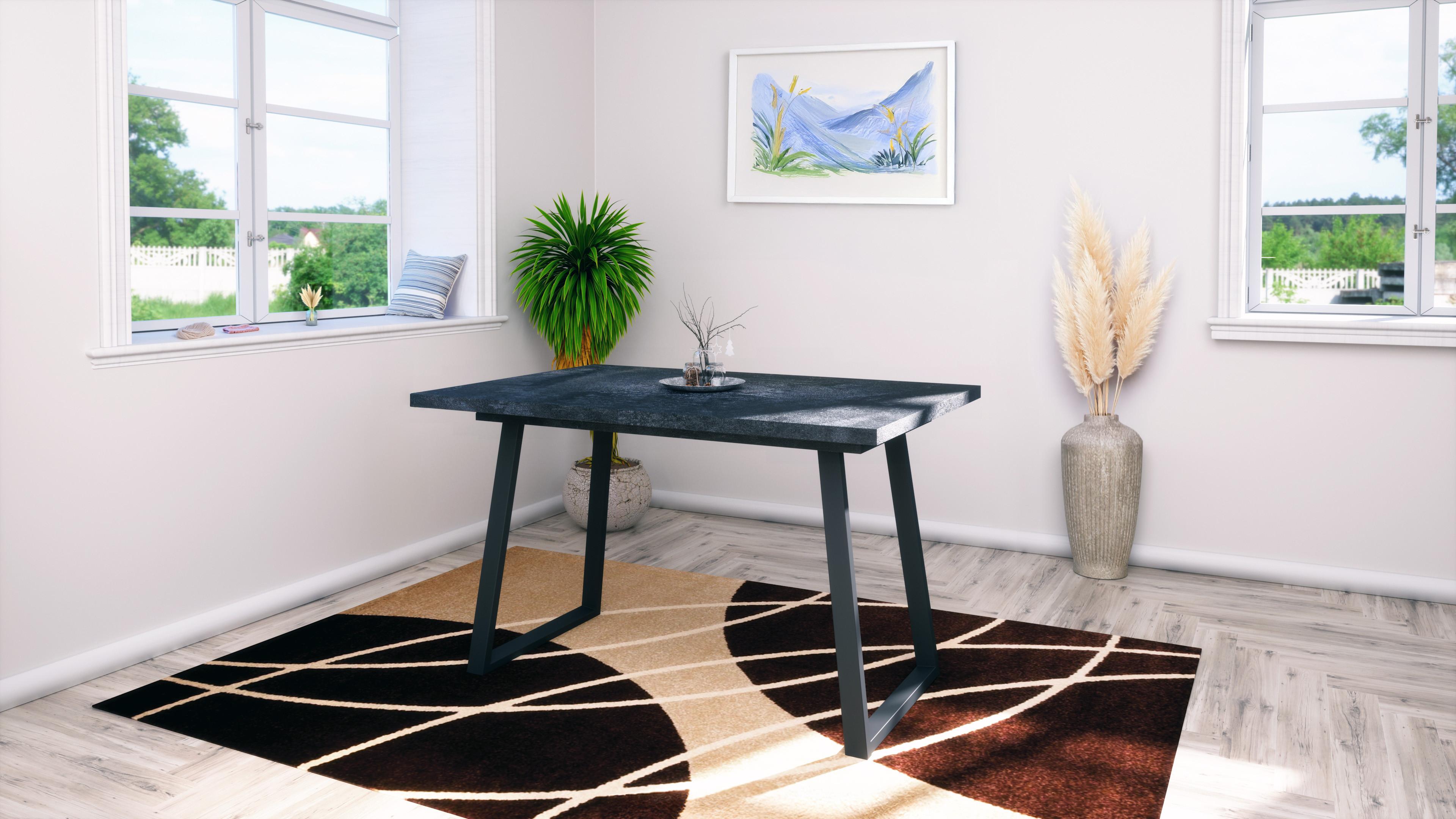 wohnli-moebel-suche-800001124938-1 ESSTISCH Loft Holzkohle Optik Holzwerkstoff Vladon Möbel > Tische > Esstische Schwarz