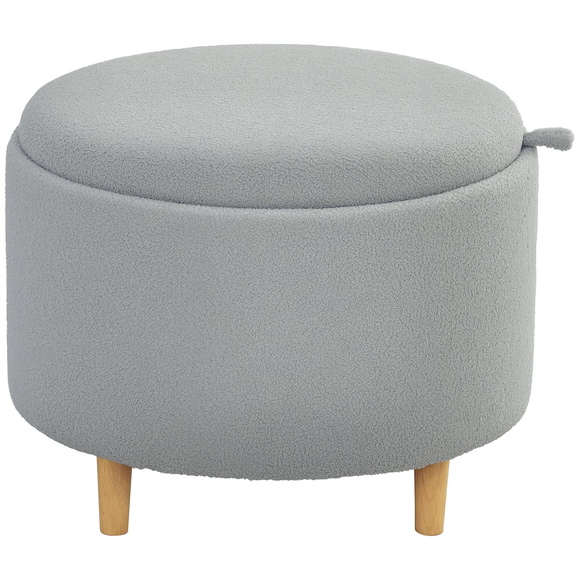 Wohnli Möbelsuche - SITZHOCKER Ottomane mit Stauraum Runder Polsterhocker mit Klappdeckel