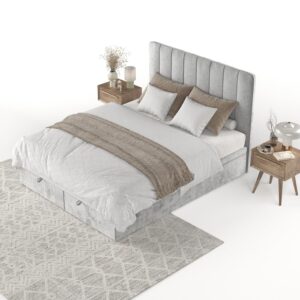 POLSTERBETT Vienna mit Stauraum 160/200 cm Hellgrau im Lotta Stoff Textil AltaBeds Möbel > Betten > Polsterbetten Grau