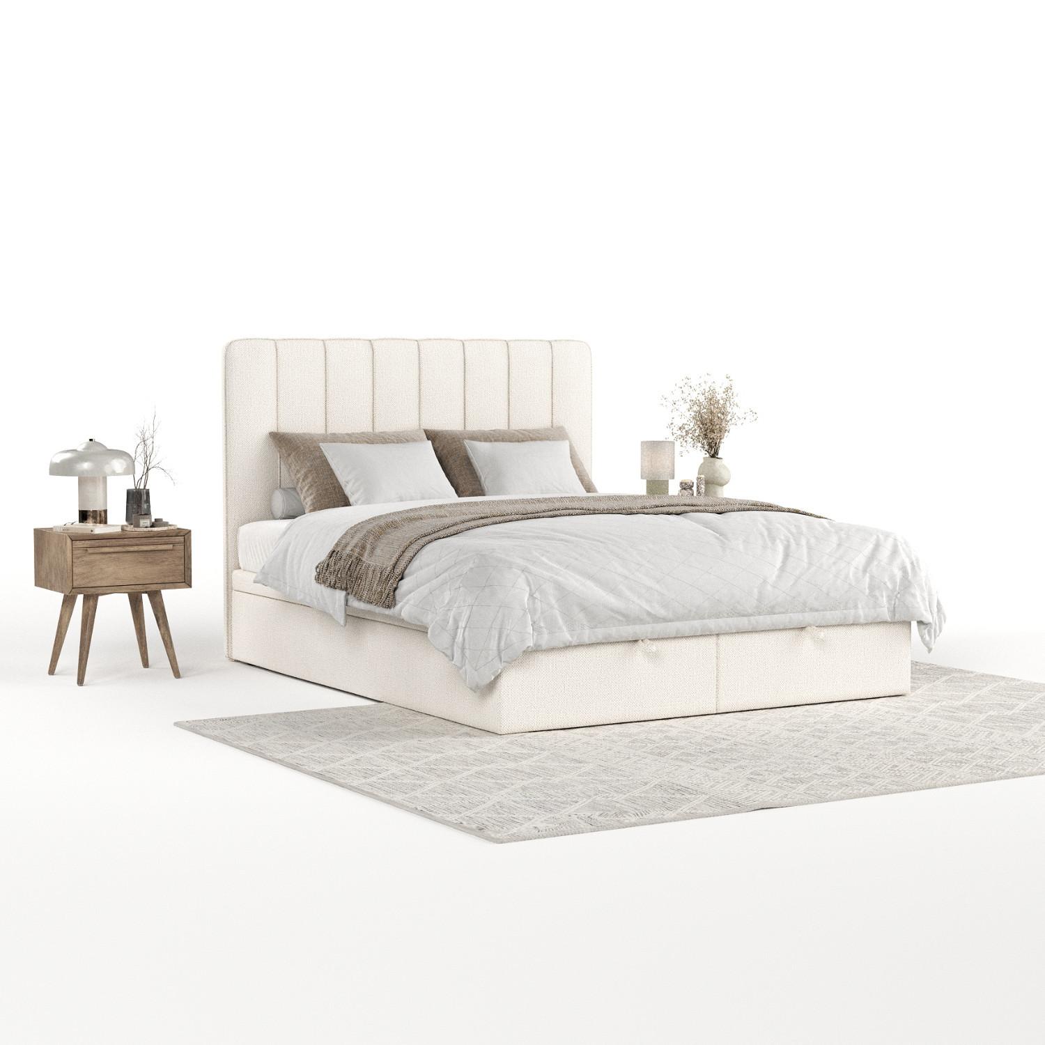 Wohnli Möbelsuche - POLSTERBETT Vienna mit Stauraum 200/200 cm Creme im Alta Stoff