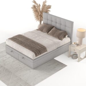 wohnli-moebel-suche-800001127850-1 POLSTERBETT Guam mit Stauraum 140/200 cm Grau im Megan Stoff Textil AltaBeds Möbel > Betten > Polsterbetten Grau