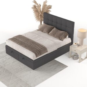 wohnli-moebel-suche-800001127876-1 POLSTERBETT Guam mit Stauraum 140/200 cm Anthrazit im Megan Stoff Textil AltaBeds Möbel > Betten > Polsterbetten Anthrazit