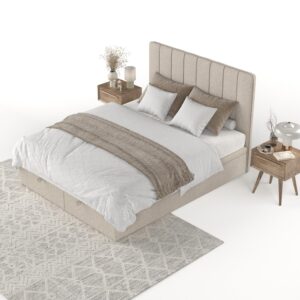 wohnli-moebel-suche-800001127889-1 POLSTERBETT Vienna mit Stauraum 140/200 cm Hellbeige im Megan Stoff Textil AltaBeds Möbel > Betten > Polsterbetten Beige
