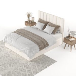 POLSTERBETT Vienna mit Stauraum 160/200 cm Creme im Alta Stoff Textil AltaBeds Möbel > Betten > Polsterbetten Weiß