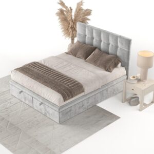 wohnli-moebel-suche-800001127919-1 POLSTERBETT Guam mit Stauraum 140/200 cm Hellgrau im Lotta Stoff Textil AltaBeds Möbel > Betten > Polsterbetten Grau