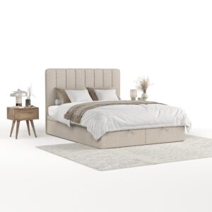 wohnli-moebel-suche-800001127945 Wohnli Möbelsuche - POLSTERBETT Vienna mit Stauraum 120/200 cm Hellbeige im Megan Stoff