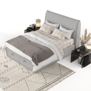 wohnli-moebel-suche-800001128007-1 POLSTERBETT Tuvalu mit Stauraum 200/200 cm Grau im Megan Stoff Textil AltaBeds Möbel > Betten > Polsterbetten Grau