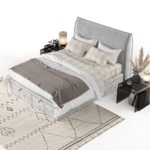 wohnli-moebel-suche-800001128018-1 POLSTERBETT Tuvalu mit Stauraum 200/200 cm Hellgrau im Lotta Stoff Textil AltaBeds Möbel > Betten > Polsterbetten Grau