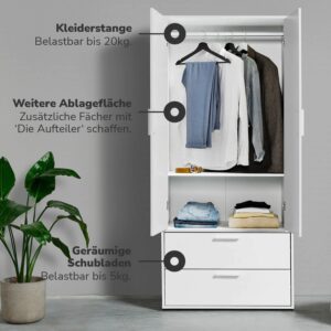 wohnli-moebel-suche-800001128585-1 KLEIDERSCHRANK Der Kleiderheld Holzwerkstoff Mokebo Möbel > Schränke > Kleiderschränke > Drehtürenschränke Weiß