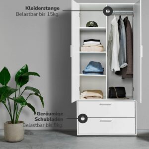 wohnli-moebel-suche-800001128588-1 KLEIDERSCHRANK Der Kleiderheld Holzwerkstoff Mokebo Möbel > Schränke > Kleiderschränke > Drehtürenschränke Weiß