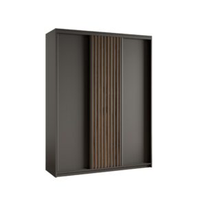 wohnli-moebel-suche-800001129342 Wohnli Möbelsuche - SCHWEBETÜRENSCHRANK VONTE 150/205/60 cm 3-türig mit Lamellen Schwarz