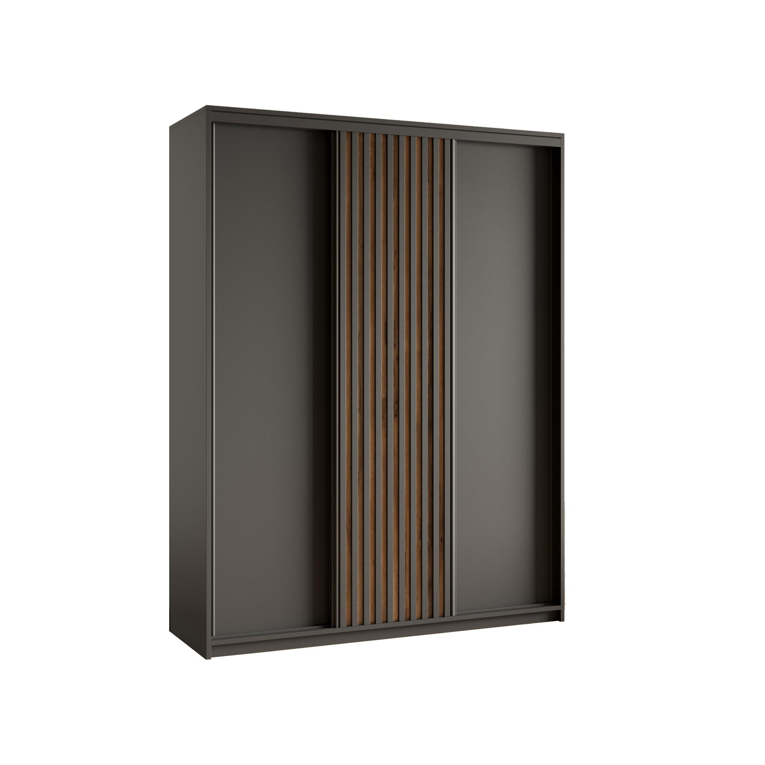 Wohnli Möbelsuche - SCHWEBETÜRENSCHRANK VONTE 150/205/60 cm 3-türig mit Lamellen Schwarz