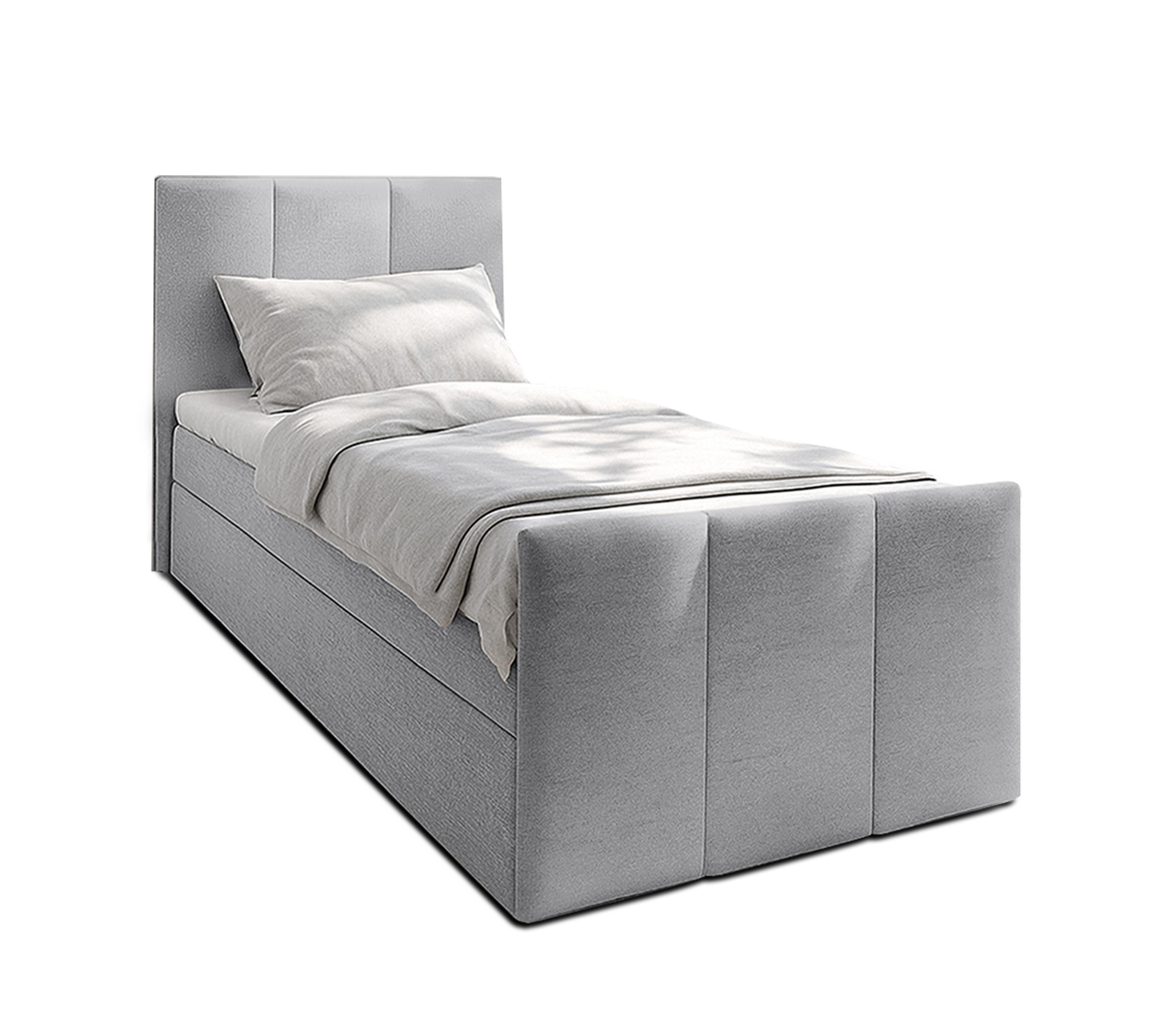 wohnli-moebel-suche-800001130092 Wohnli Möbelsuche - BOXBETT LEVENTE 100x200 cm mit Bettkasten und Matratze - Grau + TOPPER