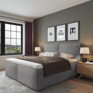 wohnli-moebel-suche-800001133181-1 POLSTERBETT Milano Grau 140 x 200 x 32 cm Stauraum Mit hochwertiger Matratze H2 (bis 100 kg) und Lattenrost Holz Halmon Schlafkomfort Betten Möbel > Betten > Polsterbetten Grau