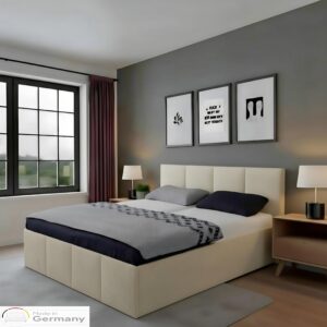 wohnli-moebel-suche-800001133261-1 POLSTERBETT Dalas Beige 160 x 200 x 40 cm Stauraum Mit hochwertiger Matratze H2 (bis 100 kg) und Lattenrost Holz Halmon Schlafkomfort Betten Möbel > Betten > Polsterbetten Beige