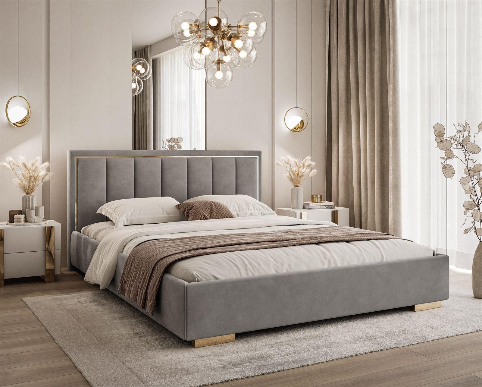 POLSTERBETT AURELIA 140x200 mit Stauraum für Bettwäsche und Rahmen Jasmine 90 Textil Lookway Möbel > Betten > Polsterbetten Grau