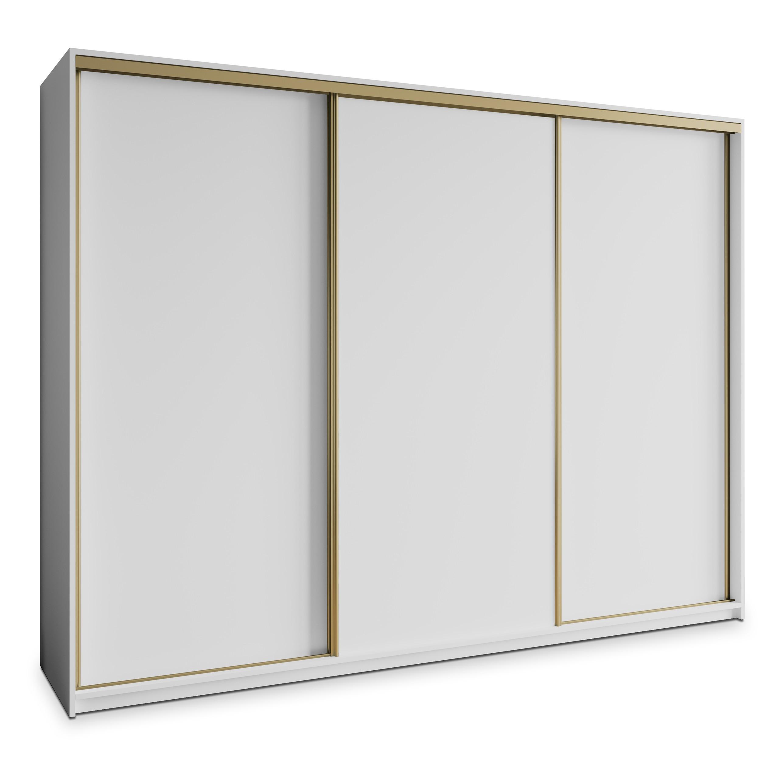 wohnli-moebel-suche-800001136264 Wohnli Möbelsuche - SCHWEBETÜRENSCHRANK NISSE 250/205/60 cm 3-türig mit Schubladen Weiß