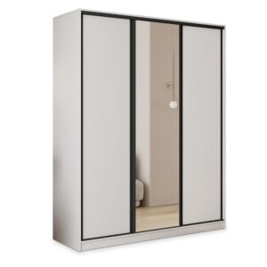 wohnli-moebel-suche-800001137414 Wohnli Möbelsuche - SCHWEBETÜRENSCHRANK TARI 150/205/58 cm 3-türig mit Spiegel und Schubladen Weiß
