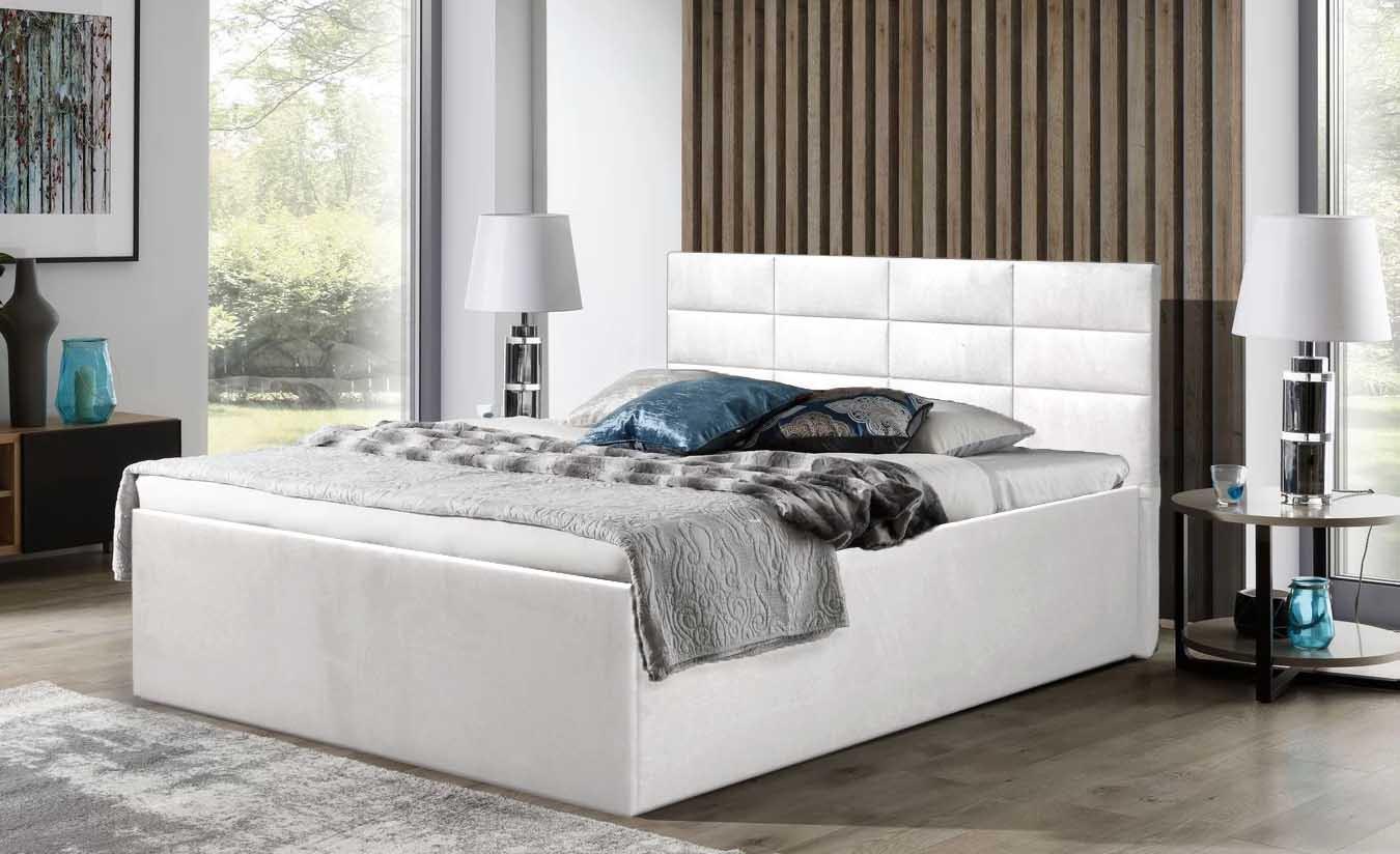 POLSTERBETT Athena Weiß 200 x 200 x 40 cm Stauraum ohne hydraulische Funktion Mit hochwertiger Matratze H3 (bis 120 kg) und Lattenrost Holz Halmon Schlafkomfort Betten Möbel > Betten > Polsterbetten Weiß
