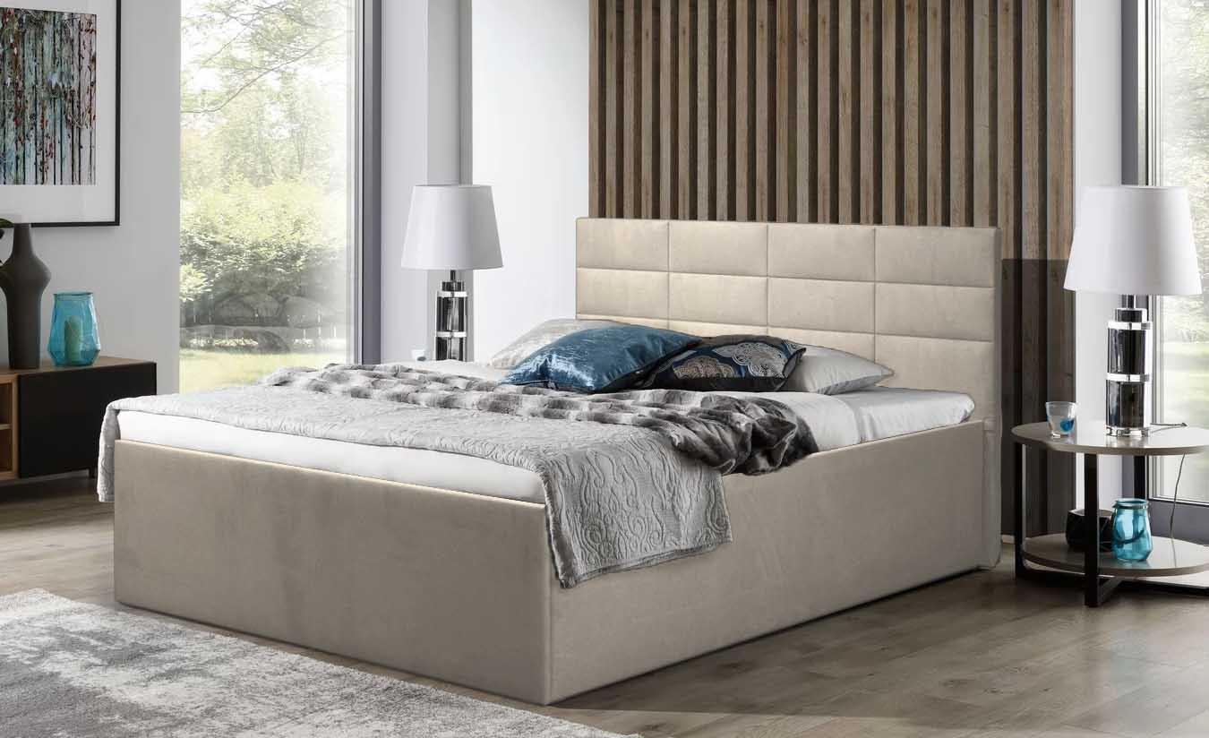 POLSTERBETT Athena Beige 200 x 200 x 40 cm Stauraum ohne hydraulische Funktion Mit hochwertiger Matratze H3 (bis 120 kg) und Lattenrost Holz Halmon Schlafkomfort Betten Möbel > Betten > Polsterbetten Beige