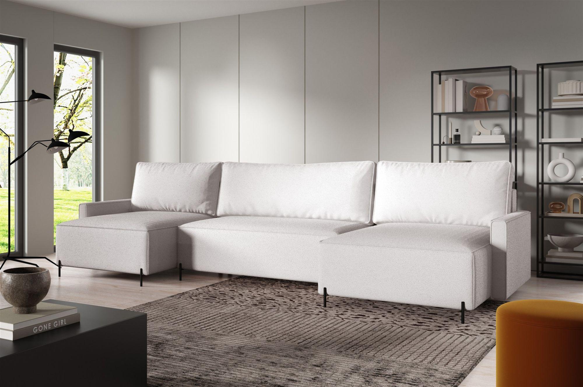 WOHNLANDSCHAFT Braga Textil Fun Möbel Möbel > Sofas & Couches > Wohnlandschaften > Wohnlandschaften U-Form Weiß