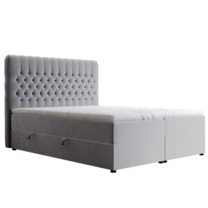 BOXBETT 200x200 cm mit Topper Textil Idohome Möbel > Betten > Boxspringbetten Grau