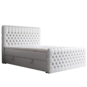 BOXBETT 160x200 cm mit Topper Textil Idohome Möbel > Betten > Boxspringbetten Weiß