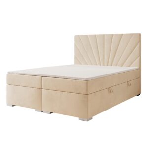 BOXBETT 160x200 cm mit Topper Textil Idohome Möbel > Betten > Boxspringbetten Beige