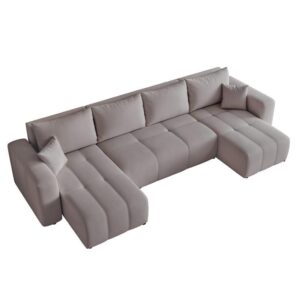 WOHNLANDSCHAFT PEDRO mit Schlaffunktion und Bettkasten Dunkelgrau Textil Idohome Möbel > Sofas & Couches > Wohnlandschaften > Wohnlandschaften U-Form Grau