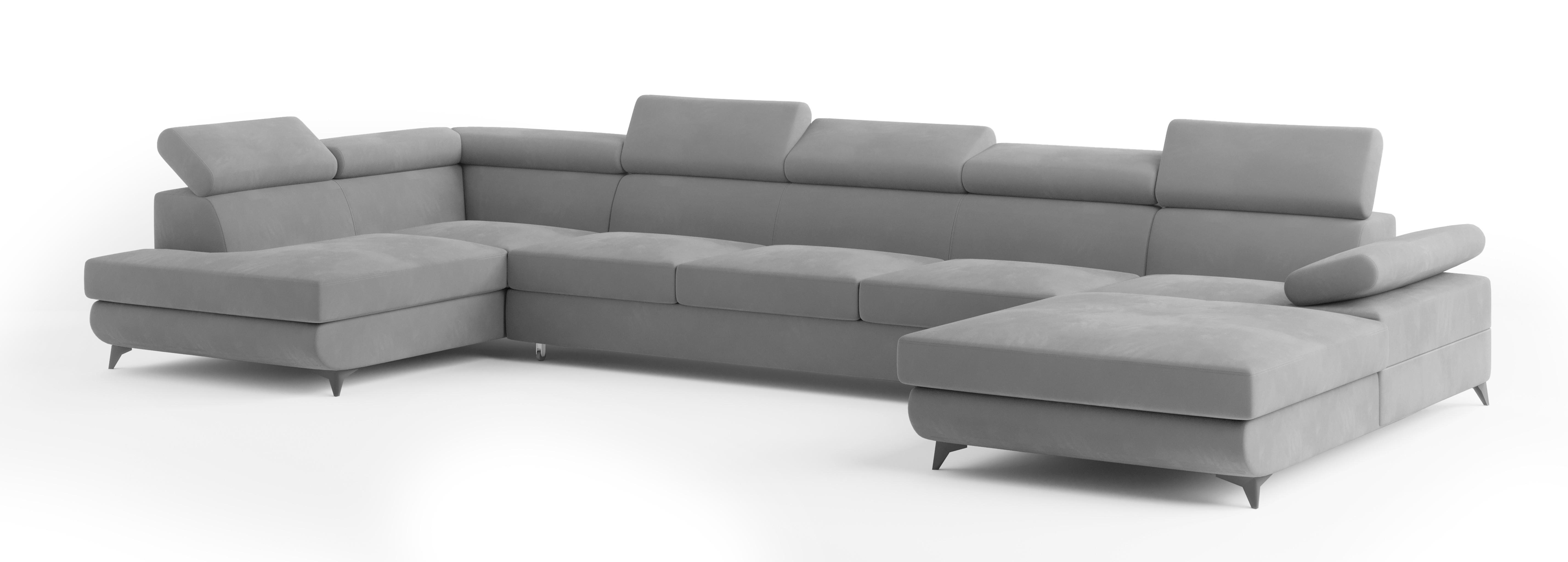 wohnli-moebel-suche-800001141020 Wohnli Möbelsuche - WOHNLANDSCHAFT MONTIVA Grau Velours-Stoff mit Schlaffunktion