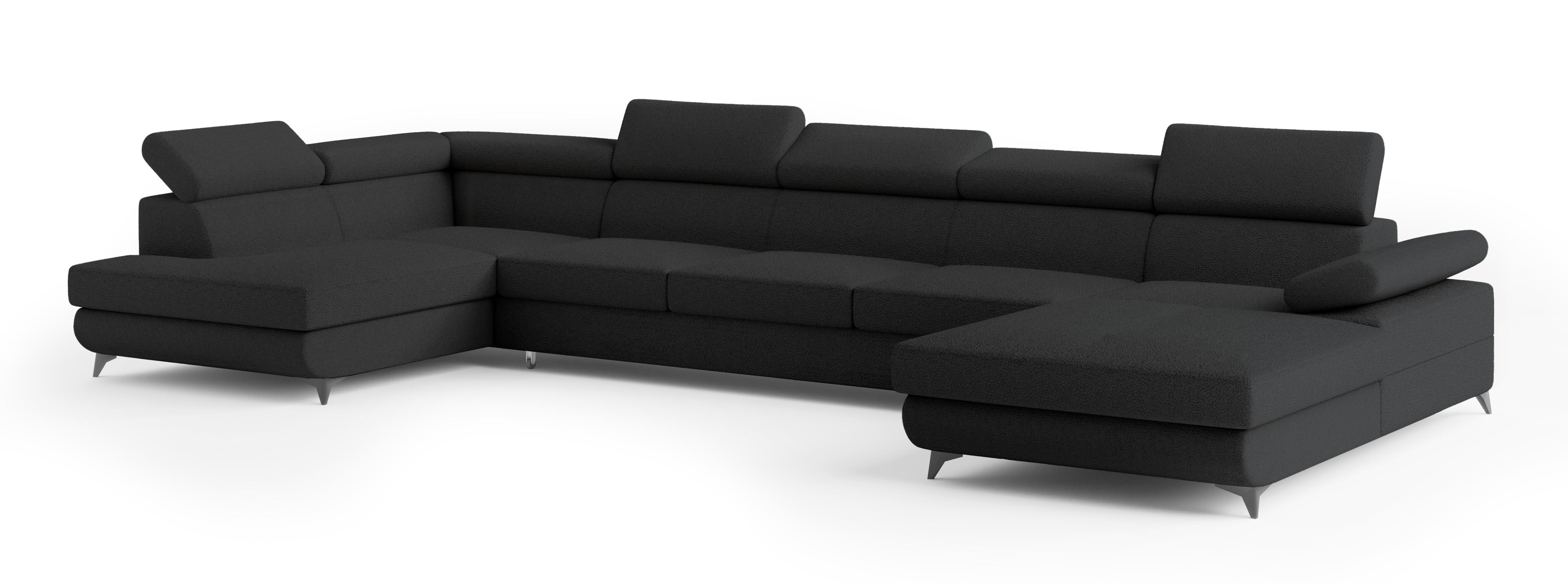 wohnli-moebel-suche-800001141080 Wohnli Möbelsuche - WOHNLANDSCHAFT MONTIVA Schwarz Boucle-Stoff mit Schlaffunktion