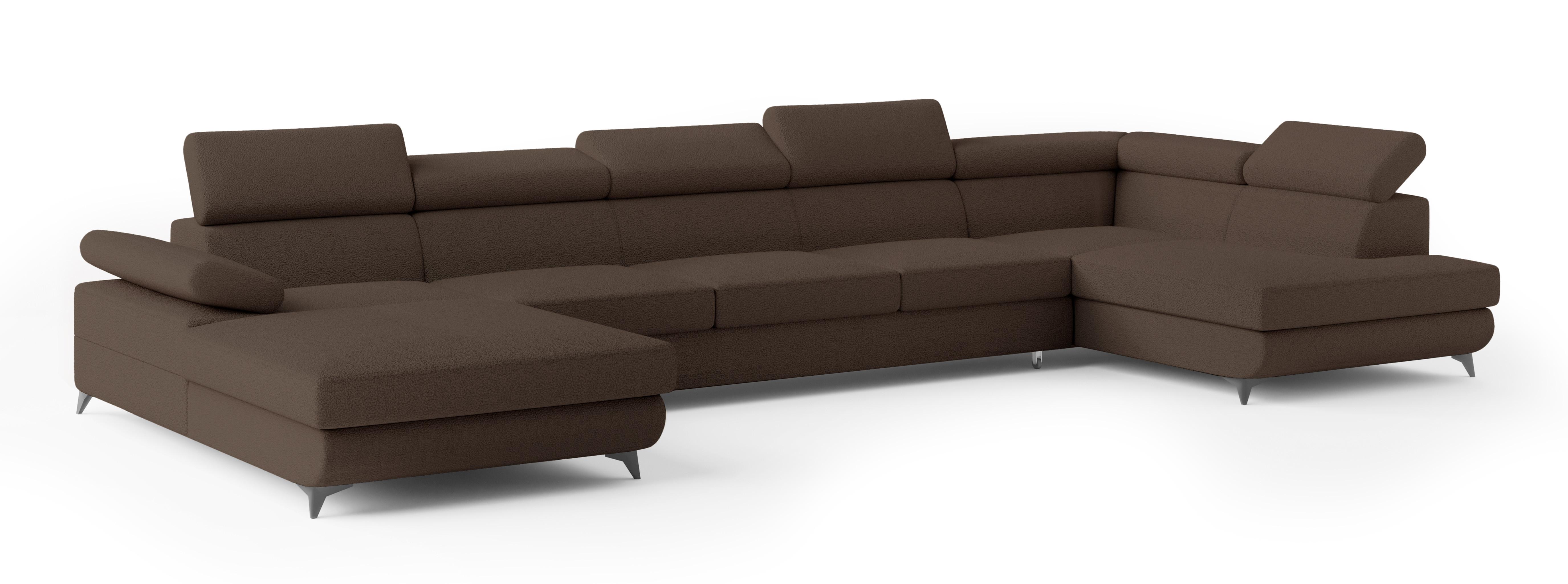 wohnli-moebel-suche-800001141180 Wohnli Möbelsuche - WOHNLANDSCHAFT MONTIVA Braun Boucle-Stoff mit Schlaffunktion