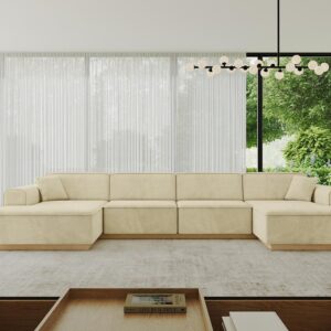 WOHNLANDSCHAFT IREA-U2-v2 - 386x165x80 cm Beige Textil ALTDECOR Möbel > Sofas & Couches > Wohnlandschaften > Wohnlandschaften U-Form Taupe
