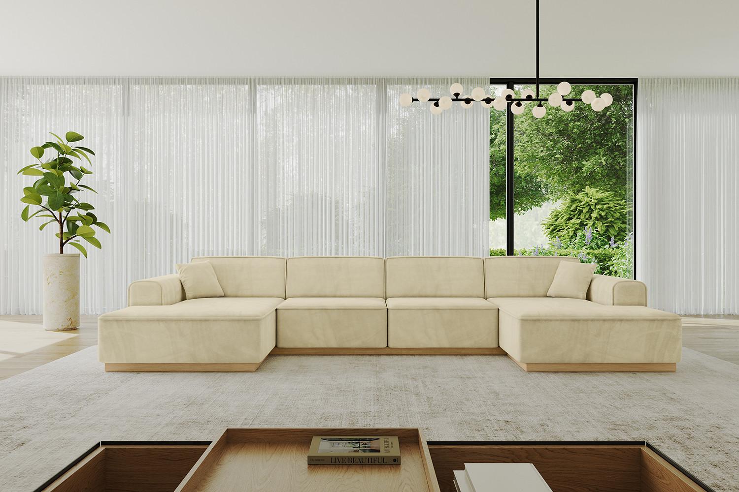 WOHNLANDSCHAFT IREA-U2-v2 - 386x165x80 cm Beige Textil ALTDECOR Möbel > Sofas & Couches > Wohnlandschaften > Wohnlandschaften U-Form Taupe