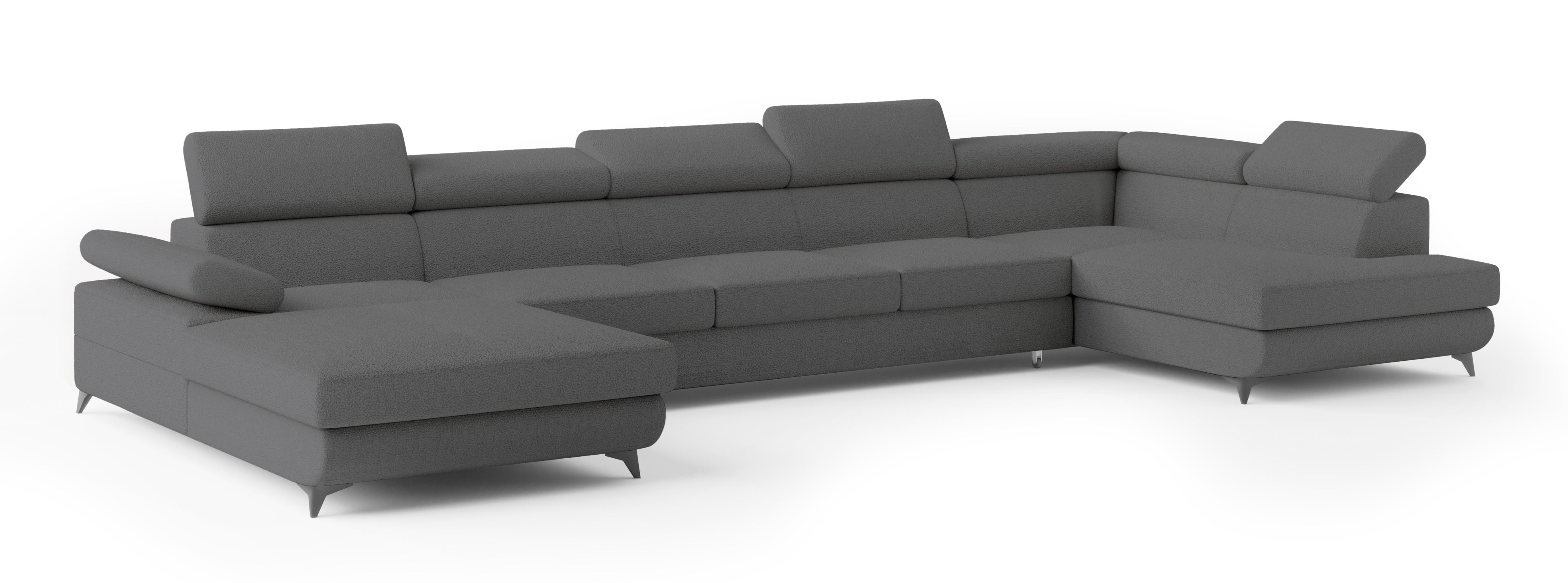 wohnli-moebel-suche-800001141250 Wohnli Möbelsuche - WOHNLANDSCHAFT MONTIVA Grau Boucle-Stoff mit Schlaffunktion