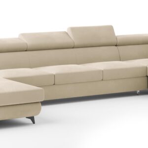 wohnli-moebel-suche-800001141278 Wohnli Möbelsuche - WOHNLANDSCHAFT MONTIVA Creme Velours-Stoff mit Schlaffunktion