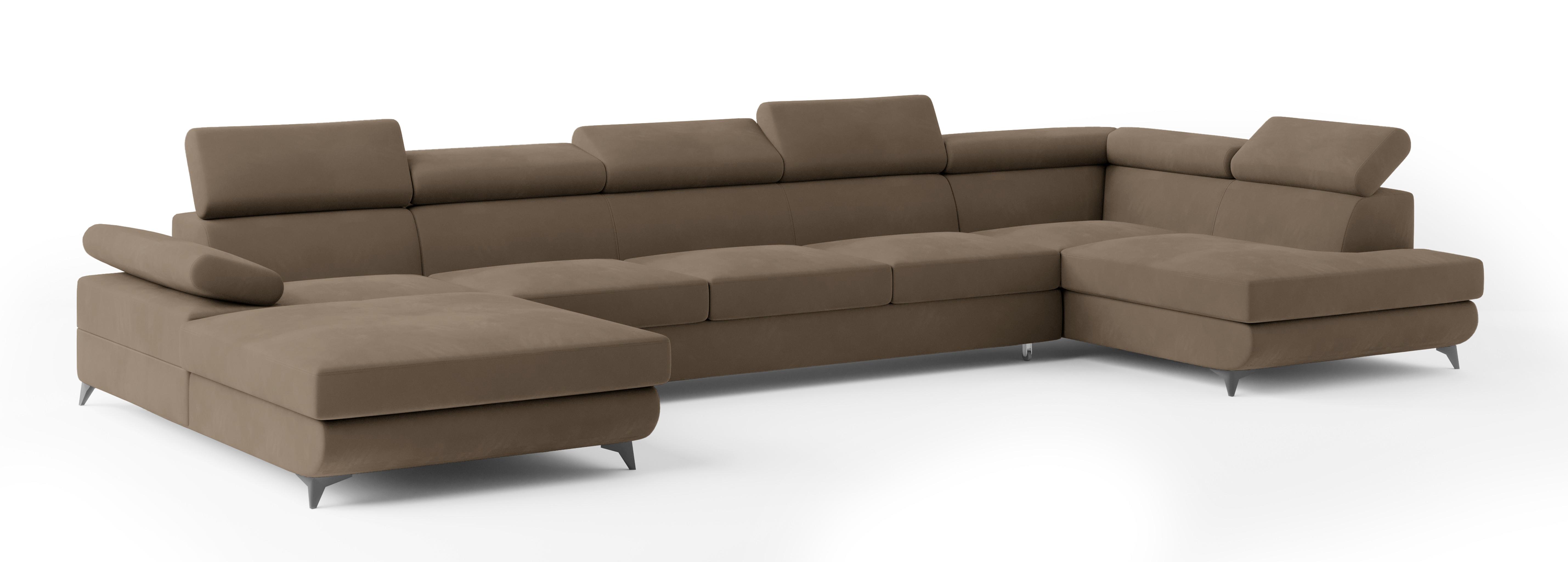wohnli-moebel-suche-800001141299 Wohnli Möbelsuche - WOHNLANDSCHAFT MONTIVA Beige Velours-Stoff mit Schlaffunktion