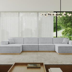 WOHNLANDSCHAFT IREA-U2-v2 - 386x165x80 cm Grau Textil ALTDECOR Möbel > Sofas & Couches > Wohnlandschaften > Wohnlandschaften U-Form Grau