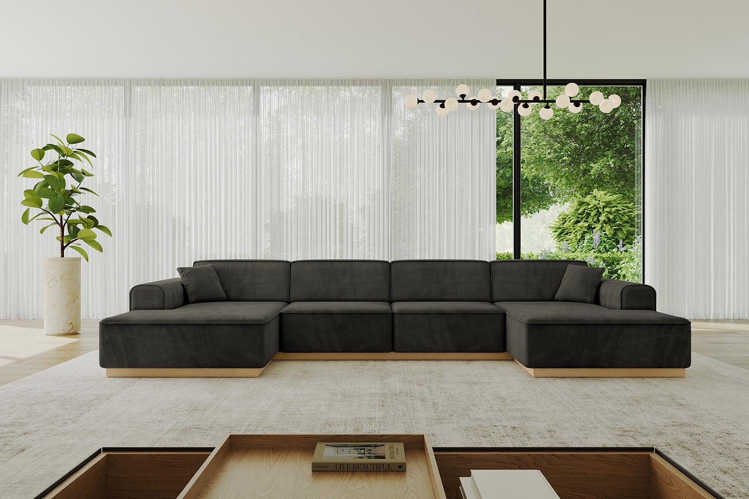 wohnli-moebel-suche-800001141320-1 WOHNLANDSCHAFT IREA-U2-v2 - 386x165x80 cm Schwarz Textil ALTDECOR Möbel > Sofas & Couches > Wohnlandschaften > Wohnlandschaften U-Form Schwarz