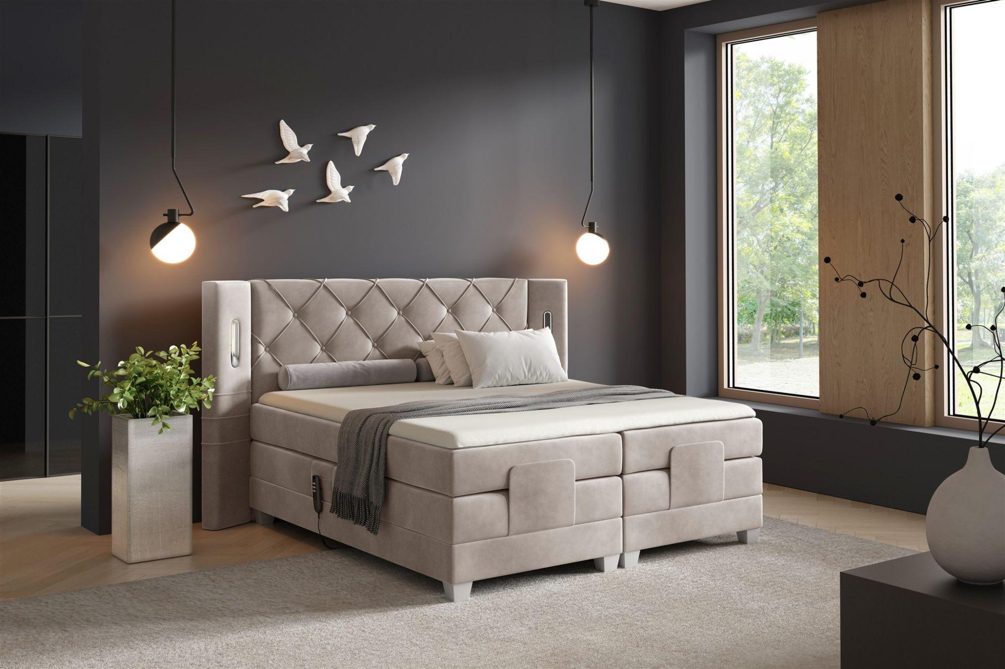 wohnli-moebel-suche-800001142463-1 BOXSPRINGBETT Elektrisch Steve Textil Fun Möbel Möbel > Betten > Boxspringbetten Beige