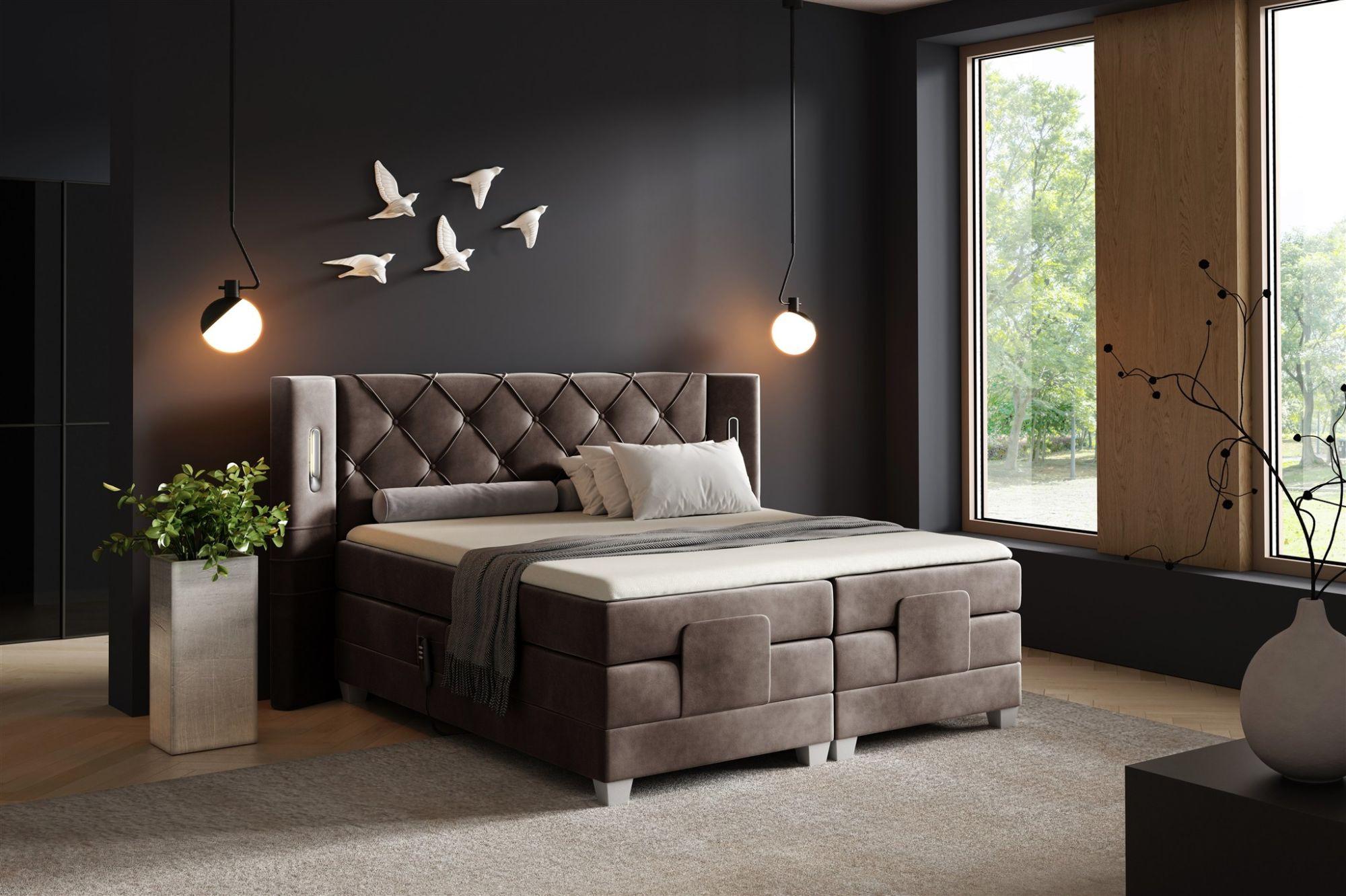 BOXSPRINGBETT Elektrisch Steve Textil Fun Möbel Möbel > Betten > Boxspringbetten Braun