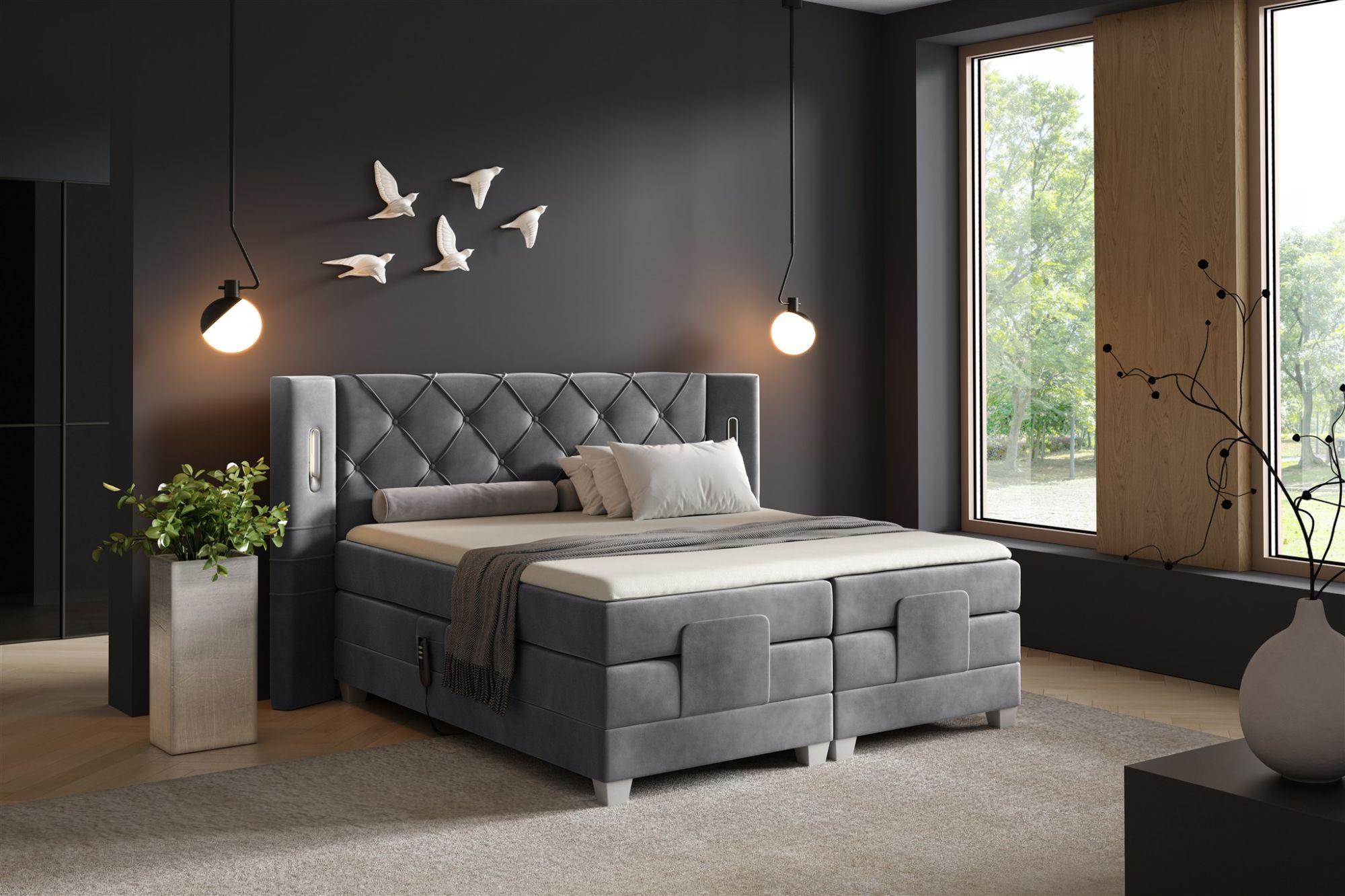 wohnli-moebel-suche-800001142572-1 BOXSPRINGBETT Elektrisch Steve Textil Fun Möbel Möbel > Betten > Boxspringbetten Grau