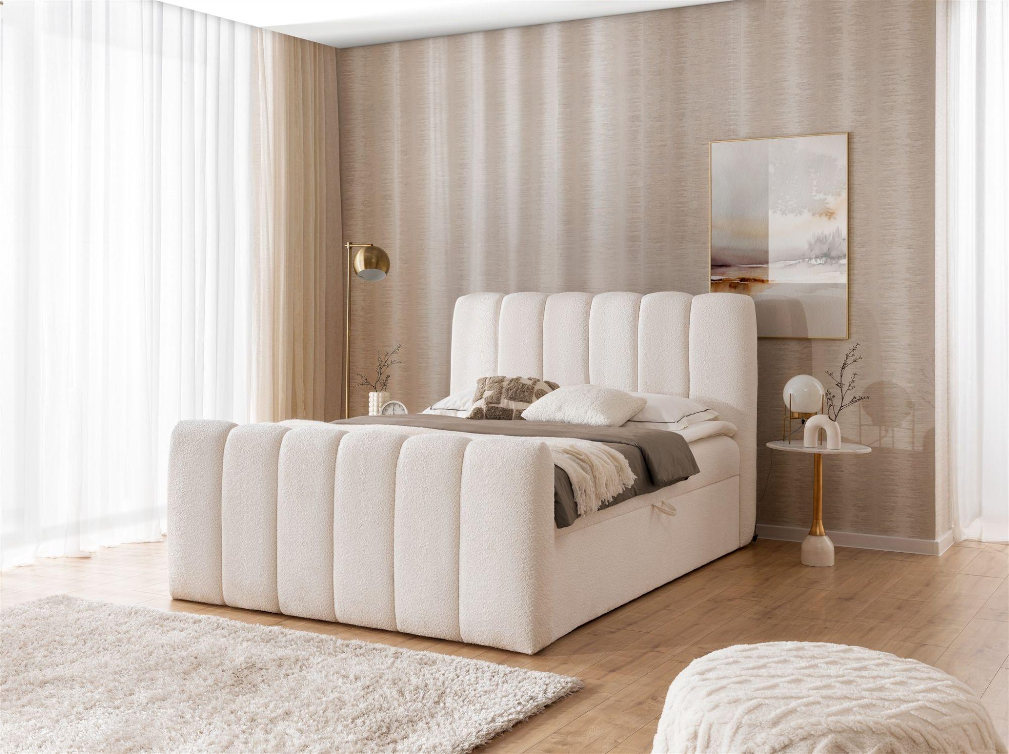 BOXBETT Denis Premium Textil Fun Möbel Möbel > Betten > Boxspringbetten Weiß