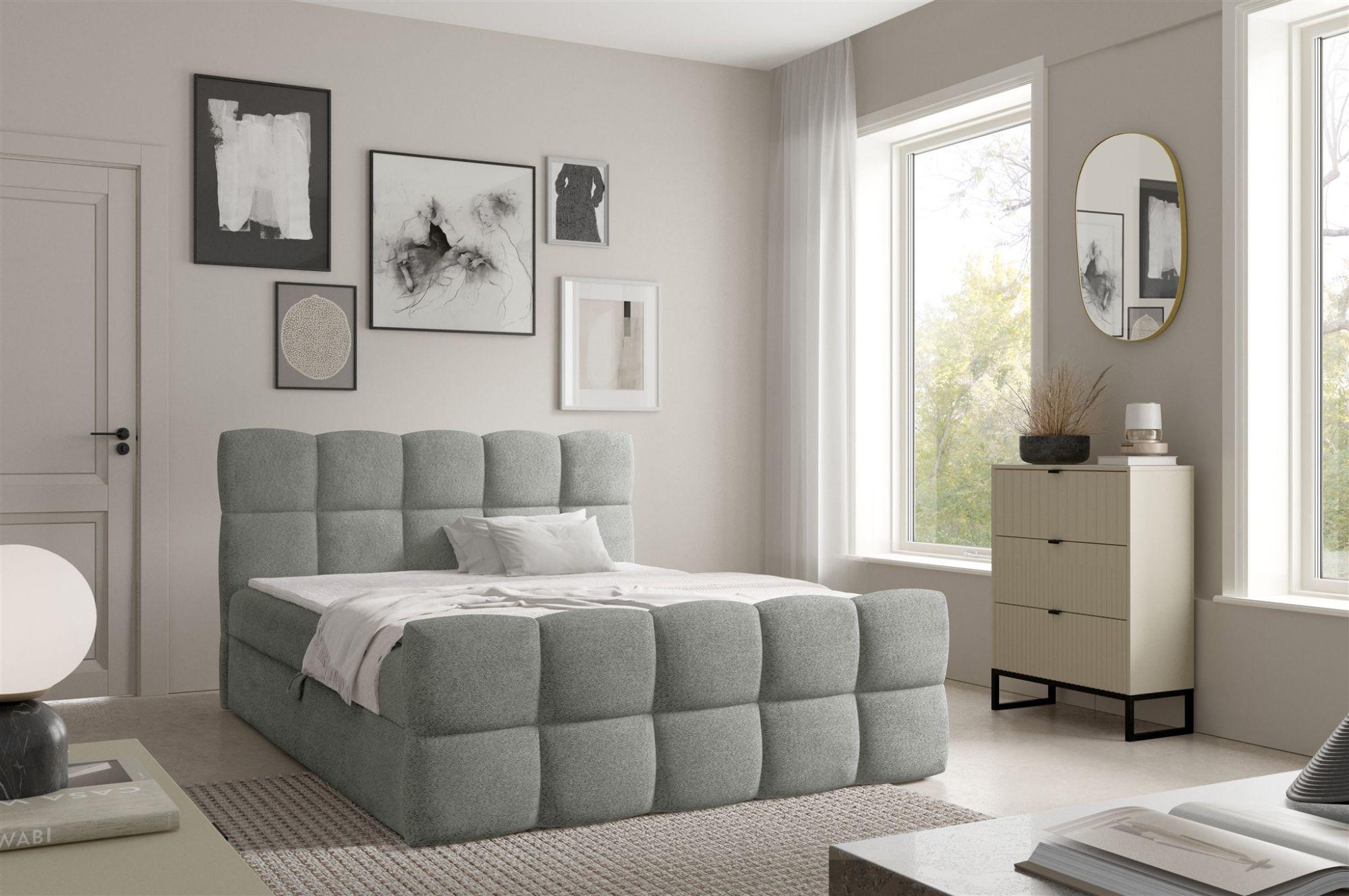 BOXBETT Satine Premium Textil Fun Möbel Möbel > Betten > Boxspringbetten Grau